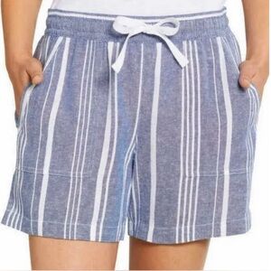 Nautica Ladies' Linen Blend Pull-On Short, Blue White Stripes, Medium